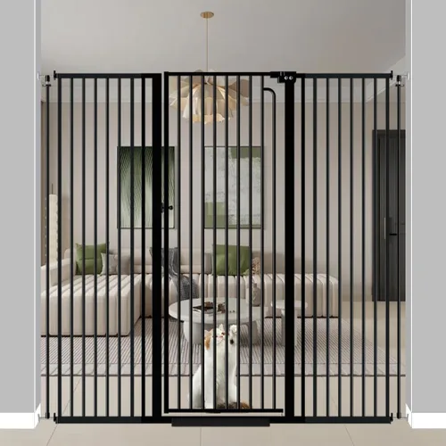 Miniatura 10 de Puerta para mascotas extra alta de 57" para gatos y perros-52.8"-57.4" Puerta para gatos extra ancha para marcos de puertas y escaleras-Espaciado