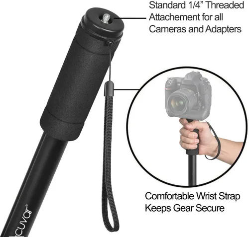 Miniatura 3 de Acuvar Monopie fotográfico de 62 pulgadas con correa de seguridad - Monopod de cámara de aluminio ligero para viajes y disparos al aire libre