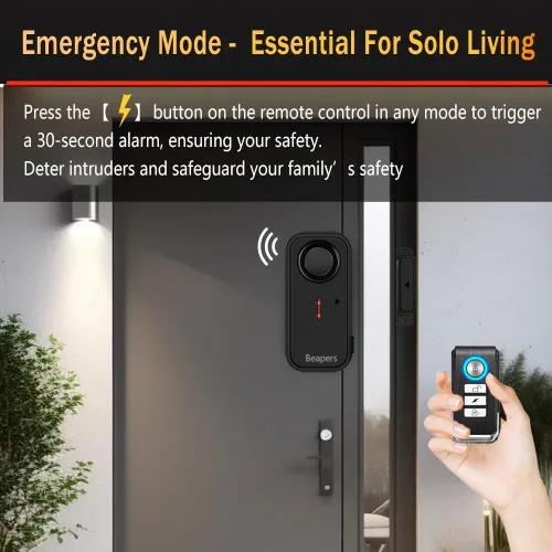 Miniatura 6 de Alarma de seguridad personal impermeable para puerta/ventana, IP66 resistente al agua con control remoto, 113 dB, modo alarma/timbre, espaciado