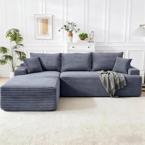 Miniatura 16 de Sofá modular Cloud de 108 pulgadas, moderno sofá deshuesado con otomana móvil, sofá modular de asiento profundo, sofás esquineros de pana para sala