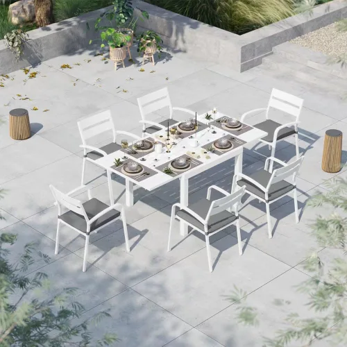 Miniatura 2 de Soleil Jardin Mesa de comedor extensible de aluminio para patio, de 35 a 71 pulgadas, mesa rectangular ajustable para interiores y exteriores