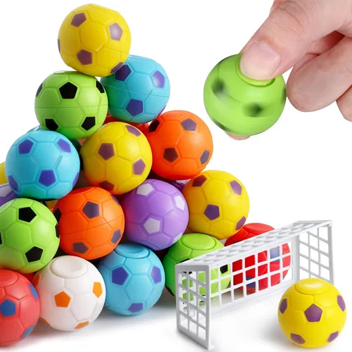 LovesTown 32 juguetes giratorios de pelota de fútbol a granel para niños, recuerdos de fiesta de fútbol para bolsas de regalos, juguetes sensoriales