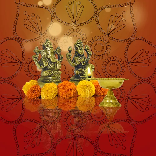 Miniatura 2 de Escultura espiritual de latón Lakshmi Ganesh Diwali Pooja, decoración india, estatua antigua de Lakshmi Ganpati para decoración y regalo del templo
