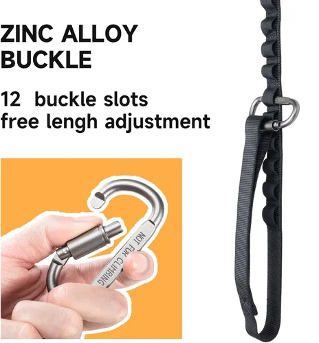 Miniatura 5 de EXCELLENT ELITE SPANKER Correa táctica elástica para perros con bungee, correa militar ajustable de liberación rápida con 2 asas de control (Negro)