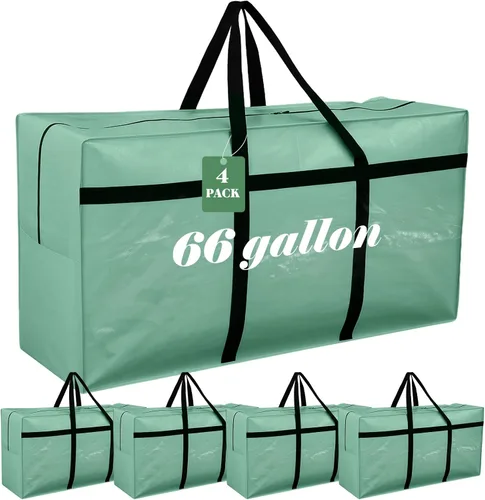 Miniatura 21 de 4 Piezas Bolsas de Mudanza Grandes con Cremallera y Asas Bolsas de Lona Tipo Duffle Plegables de Almacenamiento Extra Resistentes Extra Grandes