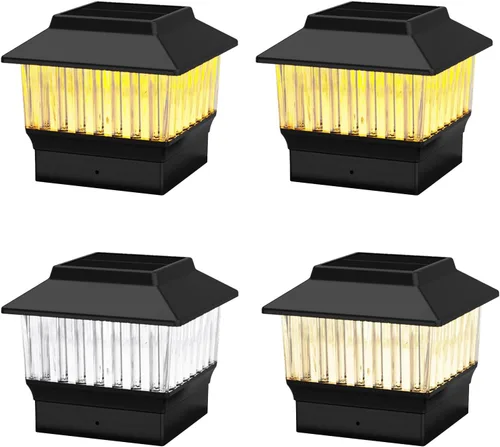 Miniatura 18 de Luces solares para tapa de poste (paquete de 2) – LED blanco cálido de 25 lúmenes, se adapta a 3.5 x 3.5 pulgadas y 4 x 4 pulgadas de madera/vinilo