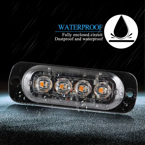 Miniatura 5 de 4 luces estroboscópicas de emergencia ultrafinas de 4 LED, montaje en superficie universal, 12-24 V, advertencia de emergencia, baliza