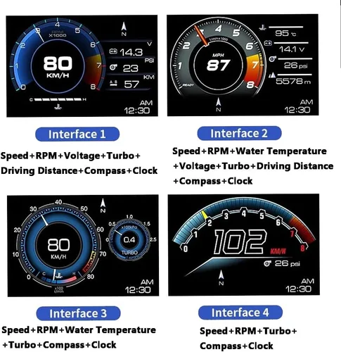 Miniatura 7 de Riloer Coche HUD Head Up Display P6, OBD2+GPS Universal Multifunción Velocímetro