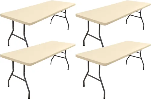 Miniatura 27 de homing Paquete de 4 manteles rectangulares de 4 pies, mantel ajustable de poliéster impermeable, lavable, para picnic, campamento, al aire libre