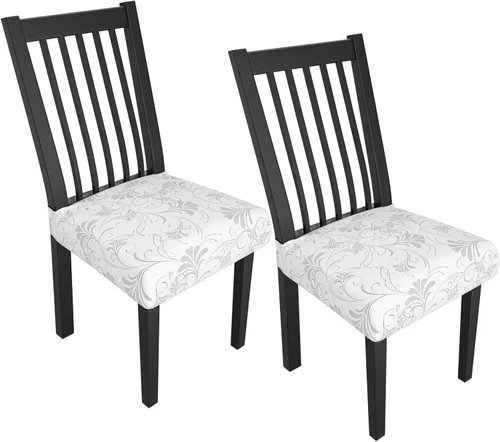 Miniatura 59 de Juego de 4 fundas elásticas para sillas de comedor, fundas para sillas de comedor con estampado floral, fundas para asientos de sillas con estampado
