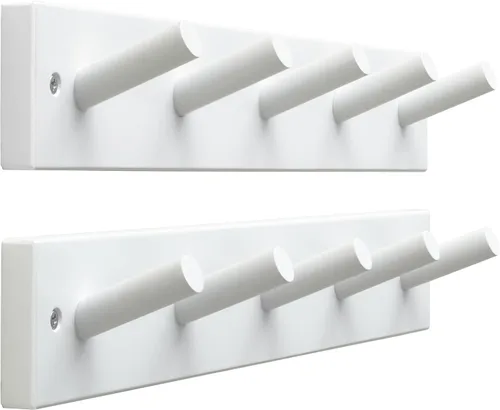 Miniatura 9 de SKOLOO Perchero de Pared de Bambú Montado en la Pared, 16 Pulgadas de Agujero a Agujero, 5 Clavos de Bambú para Pared para Colgar Ropas, Batas