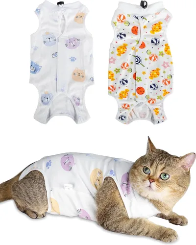 Miniatura 9 de ANWA Traje de recuperación de gato, mameluco transpirable para gato después de la cirugía, traje de recuperación de cirugía de gatito, heridas Alpaca