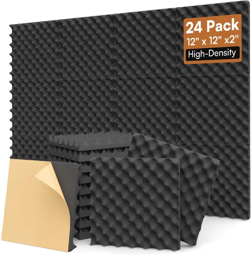 Miniatura 22 de SODOCT - Paquete de 12 paneles acústicos grandes, 47.2 x 23.6 x 0.4 pulgadas, paneles a prueba de sonido para paredes, paneles de absorción de Negro