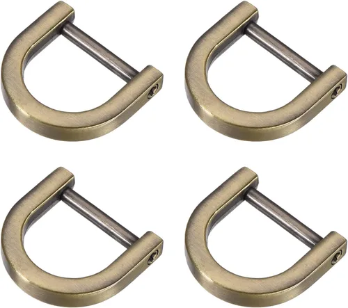 Miniatura 8 de METALLIXITY Metal D Rings Non-welded D-shaped Ring Buckles for DIY Keychains Card Holders Purse Tono dorado