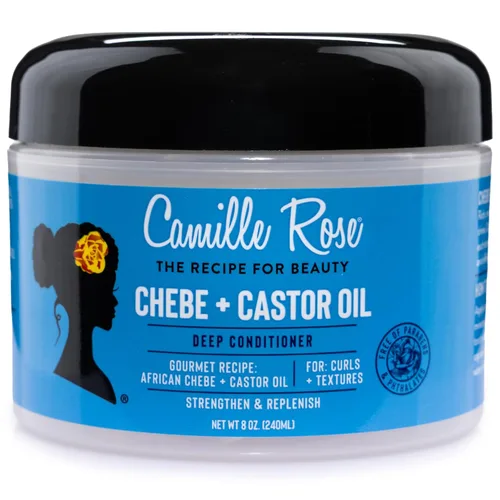 Camille Rose Aceite de ricino negro + acondicionador profundo Chebe para cabello seco y dañado, fortalece y repone la humedad, revitaliza el cabello