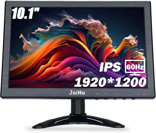 JaiHo Monitor IPS pequeño de 10.1 pulgadas, pantalla portátil Full HD de 1920 x 1200 con espejo abatible, pantalla de seguridad de alto brillo de