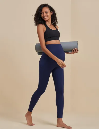 Miniatura 8 de POSHDIVAH Leggings de entrenamiento de maternidad para mujer sobre el vientre, pantalones de yoga con bolsillos, ropa deportiva suave, pantalones