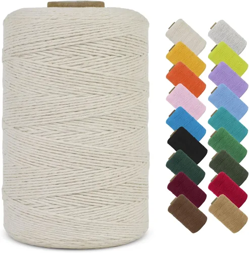 Cordón de macramé de 0.039 in x 426 yardas, cuerda de algodón natural, cuerda de colores para manualidades, fabricación de joyas, colgar en la