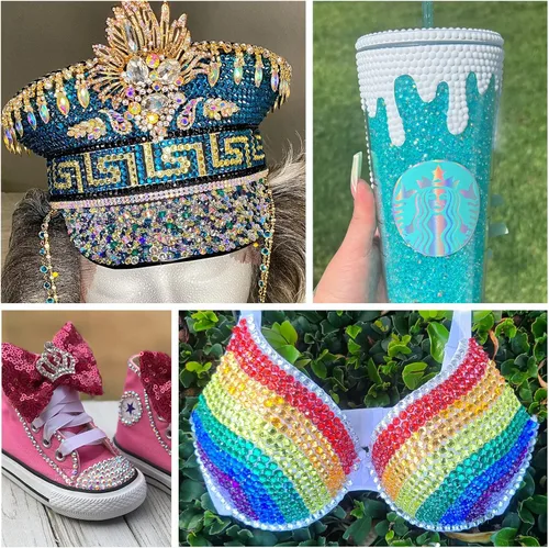 Miniatura 6 de Briskbloom 10000 diamantes de imitación dorados brillantes para manualidades, zapatos, ropa, diamantes de imitación dorados con parte trasera plana