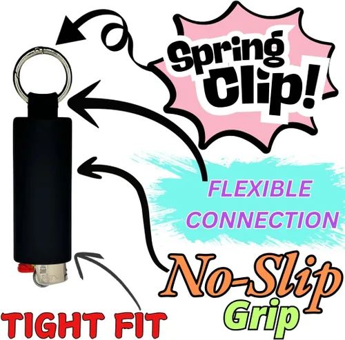 Miniatura 3 de Lighter Holder for J6 BIC Lighters. Keychain Lighter Case. Silicone Keychain case has a Spring Clip Attached to Easily Secure to Any Bag, Key Ring