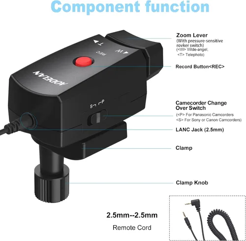 Miniatura 6 de Videocámara Zoom Controlador Lanc Cámara de Vídeo Control Remoto con Cable Jack de 0.098 in para Sony NX5C 150P 190P 198P Canon XL1S XL2 XM1 XM2