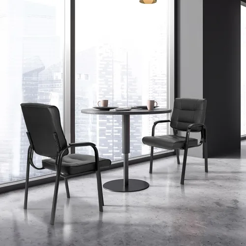 Miniatura 6 de SUPER DEAL Silla de oficina para invitados, silla auxiliar ejecutiva de cuero regenerado, silla de recepción con marco de metal sólido, muebles