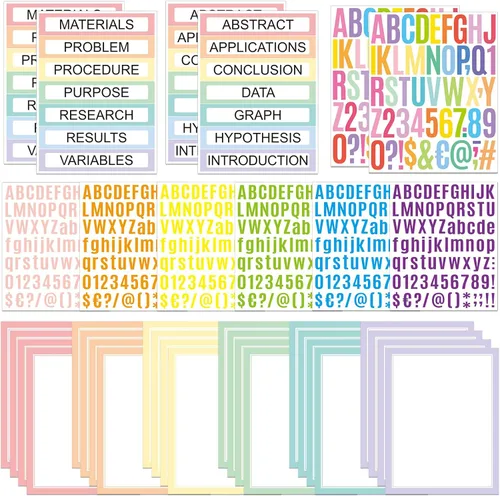 Miniatura 9 de PerKoop 36 Hojas Tableros de Póster para Feria de Ciencias Suministros 24 Subtítulos de Presentación Autoadhesivos 4 Títulos de Proyectos de Feria