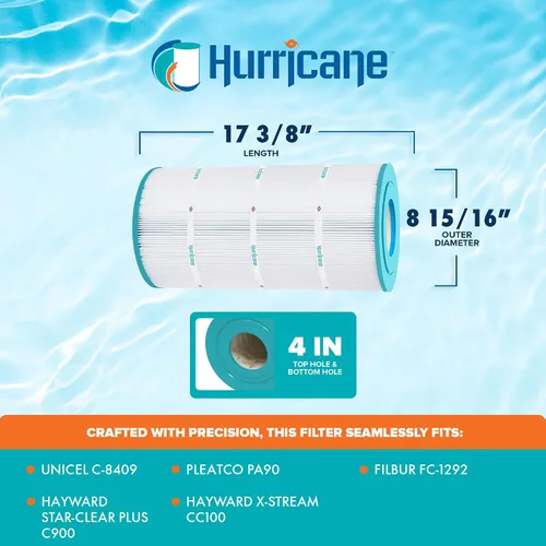 Miniatura 3 de Hurricane Filtros HF8409-01 Cartucho de filtro avanzado para piscina - Reemplazo para PA90, Unicel C-8409, Filbur FC-1292
