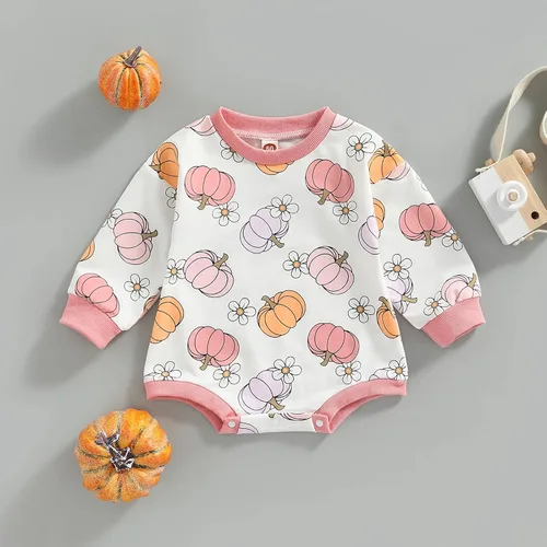Miniatura 103 de FYBITBO Traje de Halloween para recién nacido, niña y niño, espeluznante temporada, mameluco con burbujas para otoño, Halloween, ropa de bebé