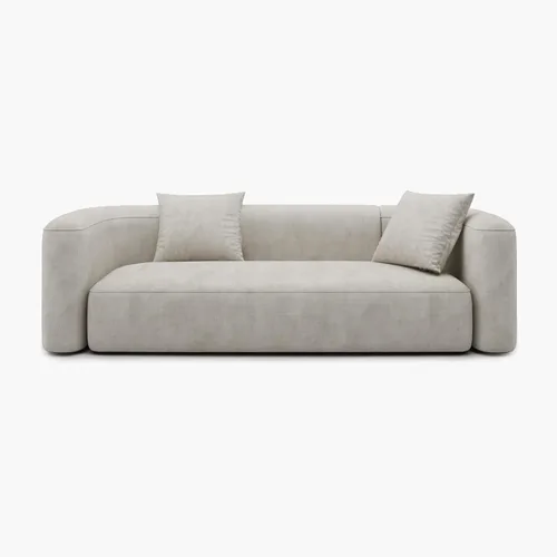 Miniatura 7 de Acanva - Sofá de terciopelo con respaldo curvo moderno y lujoso, sofá cómodo de estilo minimalista para sala de estar o apartamento, 3 plazas, crema