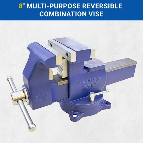 Miniatura 3 de Yost Vises 880-D2 Sistema de mordaza reversible combinada 20.3 cm de ancho de mandíbula de alta resistencia para tubos y banco de utilidad La
