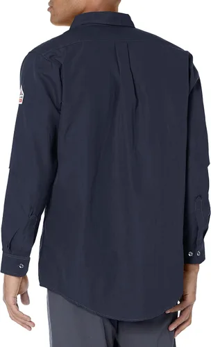 Miniatura 3 de Bulwark - Camisa de uniforme Nomex IIIA resistente al fuego, de 4.5 onzas, con manga a medida, Azul Patchwork