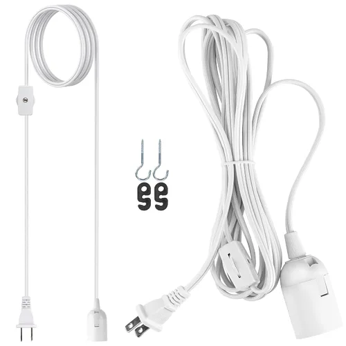 Miniatura 10 de JACKYLED Cable de extensión colgante para farol, UL 12 pies, E26 E27, interruptor de encendido/apagado, iluminación colgante para cocina