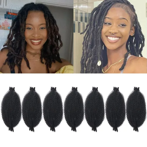 Miniatura 8 de 3 paquetes de cabello trenzado Marley Twist de 8 pulgadas, cabello afro twist elástico preseparado para rastas suaves de imitación, cabello