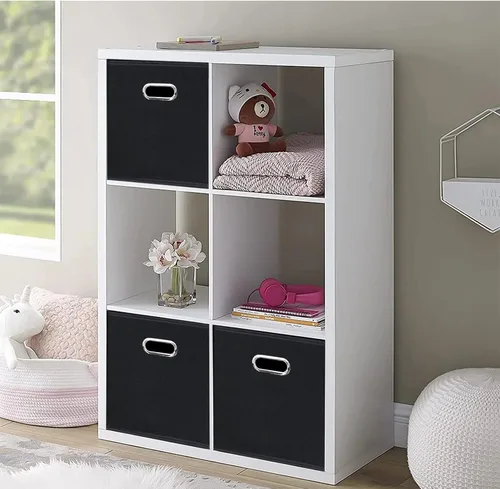Miniatura 4 de STOREONE - Cubos de almacenamiento de tela con contenedores de cestas (28x28x28 cm) con asas dobles para estante, armario, organizadores de Negro