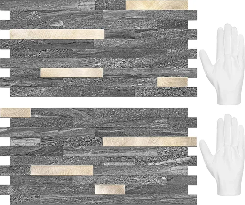 Miniatura 14 de STICKGOO 2 Hojas de Azulejos Adhesivos Despegables para Salpicadero, Azulejos Adhesivos para Salpicadero de Cocina y Baño, Aspecto de Madera Negro