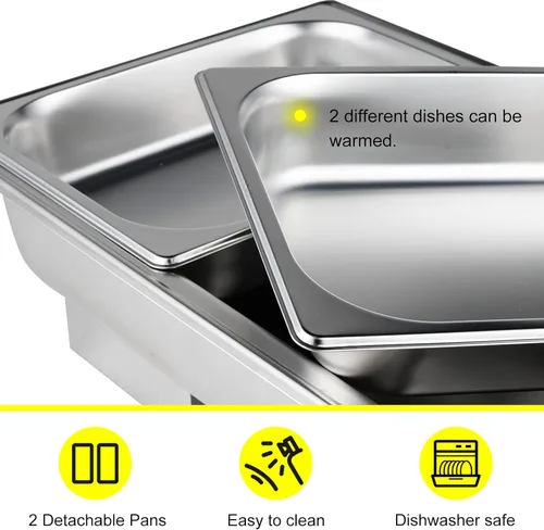 Miniatura 2 de Juego de 2 platos de cocina con tapa enrollable, calentador de alimentos y calentadores, pantalla digital, bandeja de calentamiento de temperatura