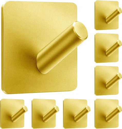 xdgeLoad Ganchos adhesivos resistentes, paquete de 8 ganchos para toallas de baño, ganchos de pared adhesivos para baños, abrigos, batas, cocina,
