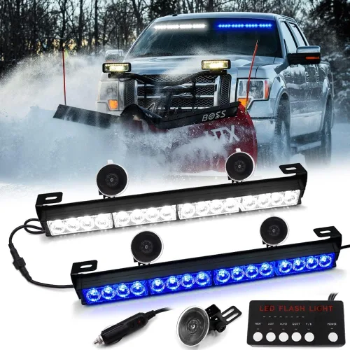 Ediors barra de luces led de 16 pulgadas y 7 funciones, luz de emergencia, de advertencia para tráfico, luz de led estroboscópica con soportes