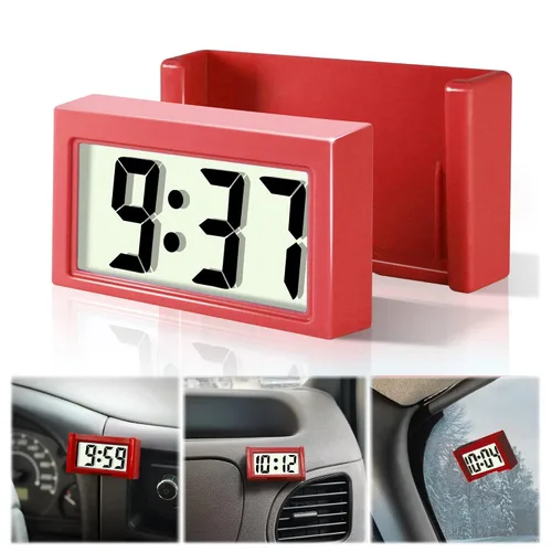 Miniatura 12 de Betus Reloj digital para tablero de instrumentos de automóvil, reloj adhesivo para vehículos con pantalla jumbo de hora y día