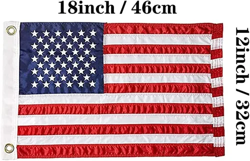 Miniatura 7 de Jayus Bandera de barco estadounidense bordada de doble cara pequeña de 12.5 x 18 pulgadas con 4 clips, bandera de barco de nailon de siete rayas