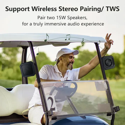 Miniatura 4 de PILSAMAS Altavoz de golf, altavoz magnético inalámbrico Bluetooth para carrito de golf con imán fuerte, fuerte con graves ricos, portátil al aire