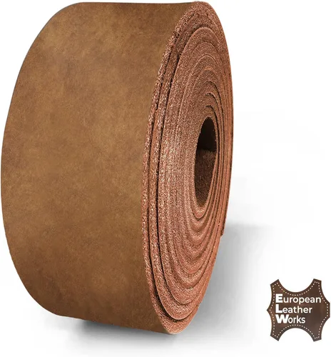 Miniatura 8 de ELW 9-10 oz (0.142-0.157 in) Latigo Cinturón de cuero Grado Correas y tiras Tamaño: 1"x84" (2.5x213cm) Marrón tabaco Piel de vaca de grano