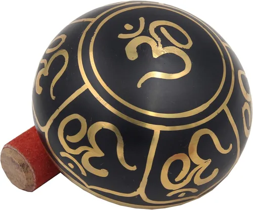 Miniatura 4 de DharmaObjects Mediano ~ Juego de cuencos cantantes hindú OM ~ con mazo, cojín de brocado y bolsa de transporte ~ para meditación, curación
