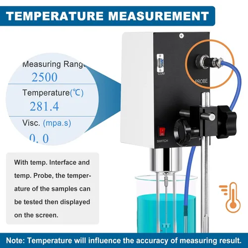 Miniatura 4 de Viscómetro rotatorio digital 10-6,000,000mPa.s Medidor de viscosidad de pantalla táctil ±1% Viscosímetros de laboratorio de precisión con salida