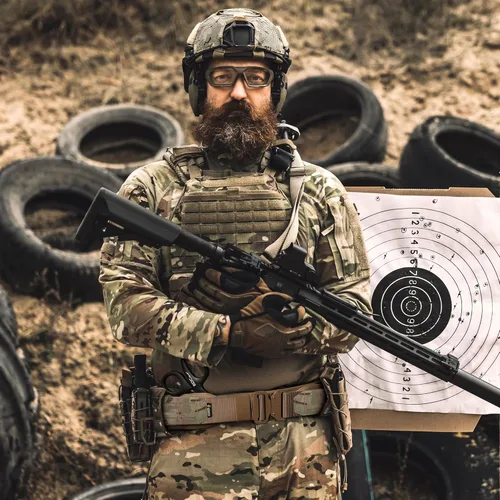 Miniatura 7 de VOTAGOO Cinturón táctico de batalla con hebilla de liberación rápida sistema MOLLE, cinturón resistente para pistola