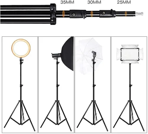 Miniatura 5 de Soporte de luz resistente de 9.5 pies/9.2 ft de resorte ajustable acolchado de metal para fotografía de estudio fotográfico, luz de anillo, equipos