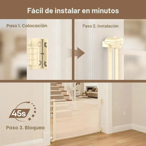 Miniatura 4 de SPACEANY Puerta retráctil de seguridad para bebés o puerta de malla para perros, puerta retráctil de malla portátil duradera, fácil de usar