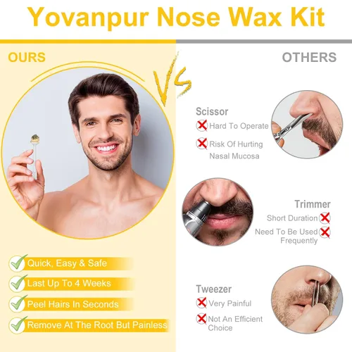 Miniatura 4 de Kit de cera para nariz para hombres y mujeres, kit de depilación nasal Yovanpur con 100g de granos de cera para el pelo de la nariz (15-20 USOS), 20
