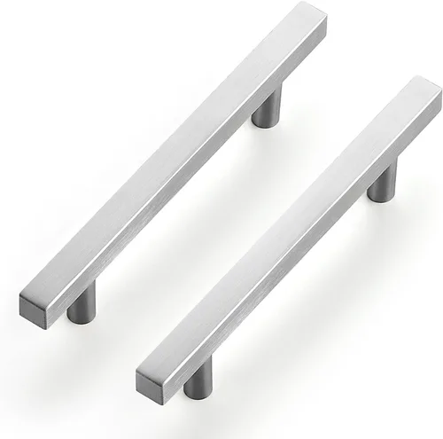 Miniatura 8 de Ravinte - Paquete de 5 manijas cuadradas para gabinete de cocina de 2 pulgadas, níquel cepillado, tiradores de gabinete de níquel satinado, hardware